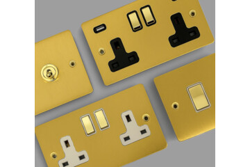 Flat Satin Brass Sockets and Switches-FSBCat
