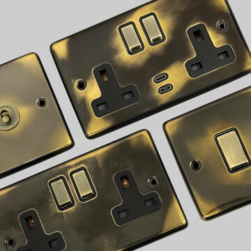 Contour Aged Brass Sockets and Switches