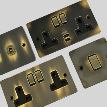 Flat Aged Brass Sockets and Switches