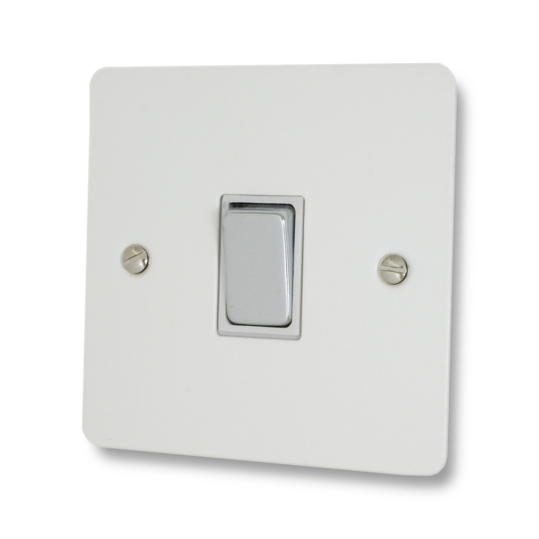 G+H Flat White Light Switch (1 Gang/Chrome Switch)