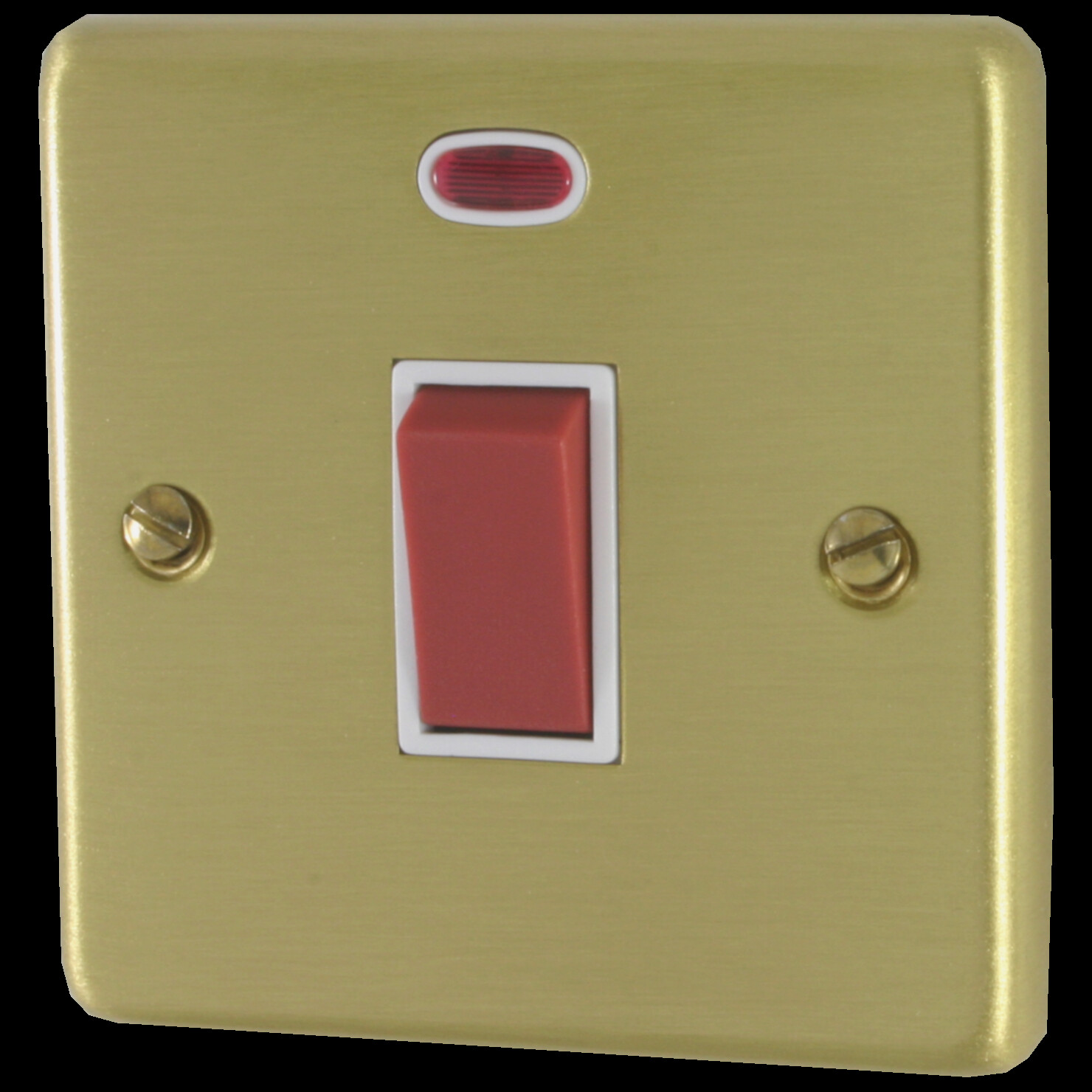 G+H Satin Brass Cooker Switch (45 Amp/Single Plate/White Surround)