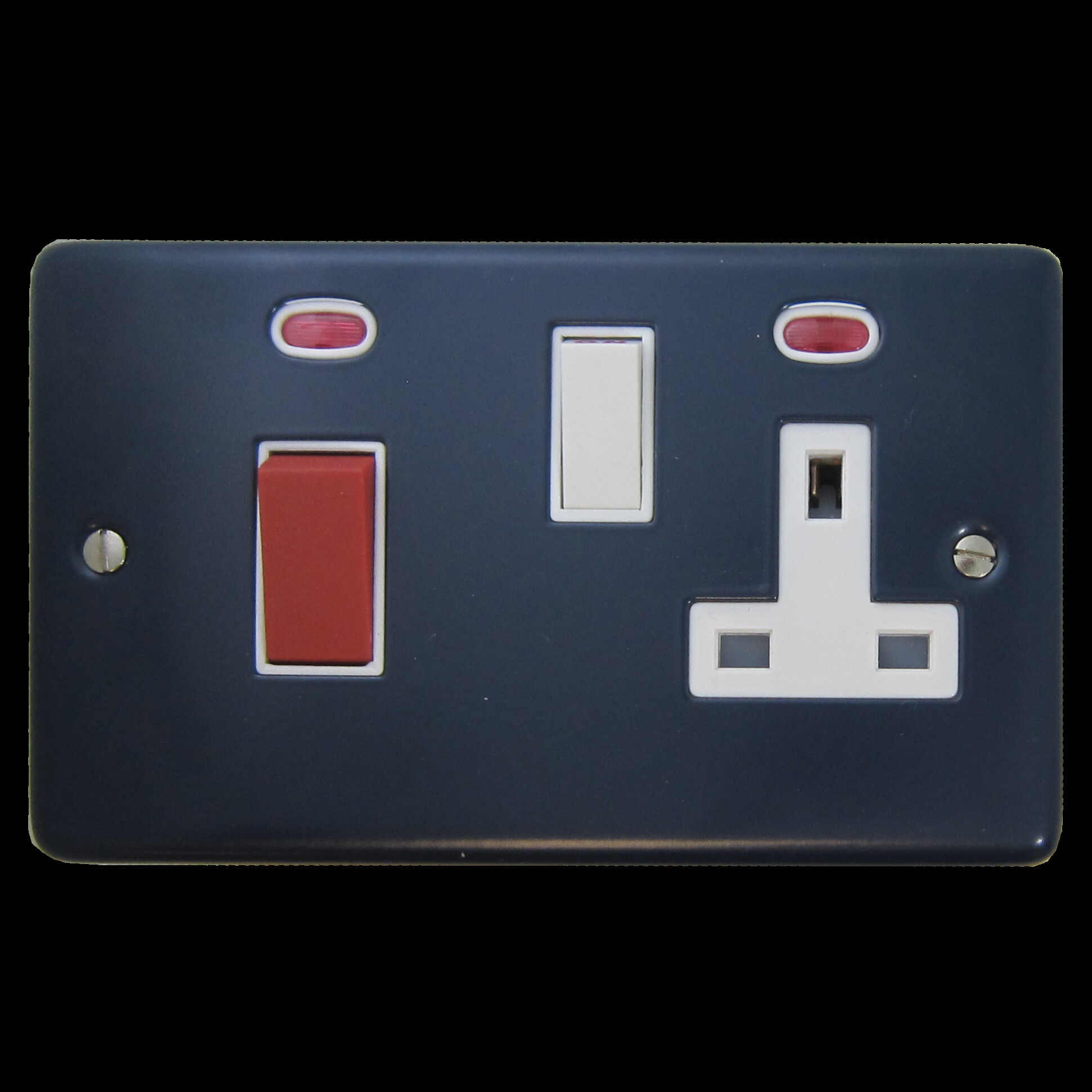 G+H Contour Blue Cooker Switch with Socket (White Switch)