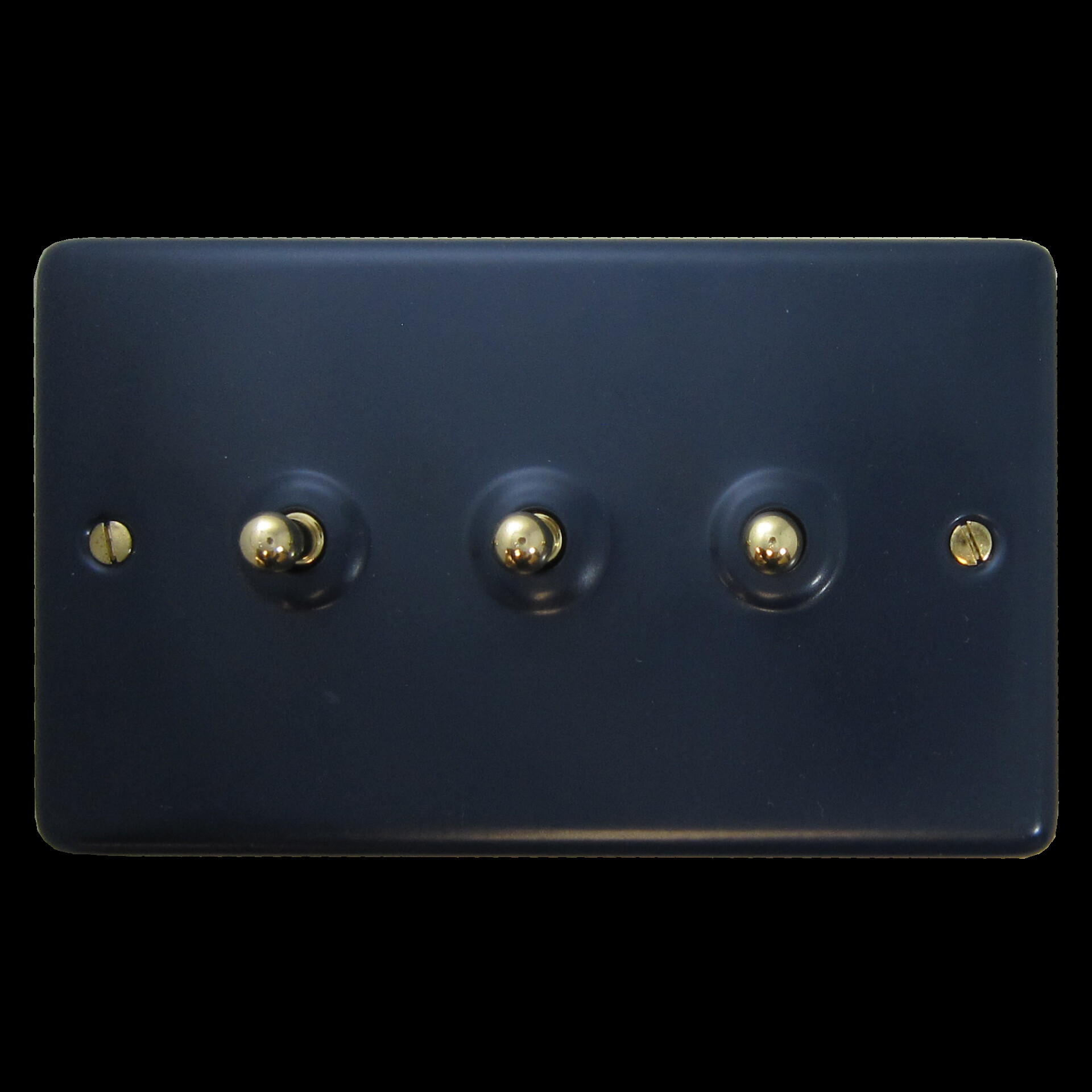 G+H Contour Blue Toggle Switch (3 Gang/Polished Brass Switch)