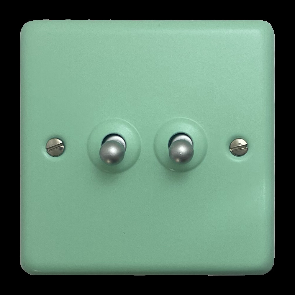 G+H Contour Peppermint Green Toggle Switch (2 Gang)