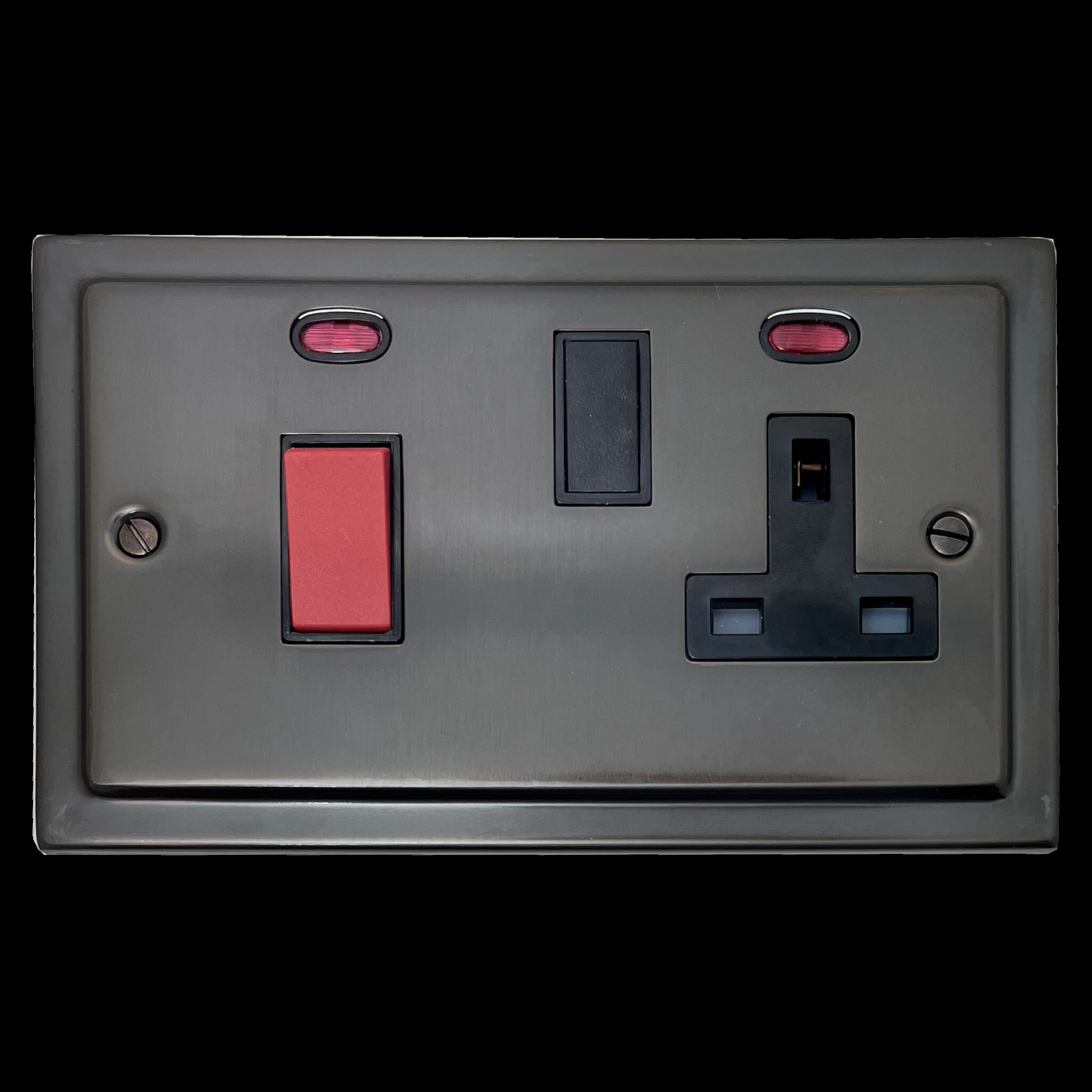 G+H Trimline Black Bronze Cooker Switch with Socket