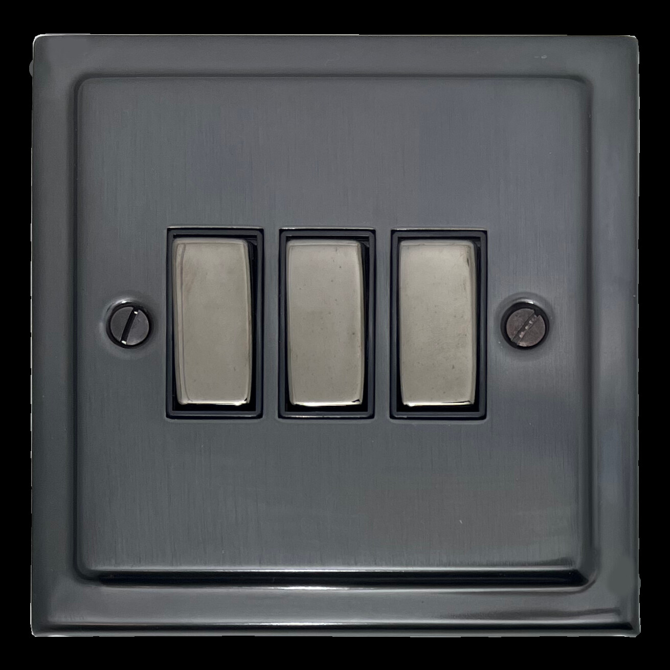 G+H Black Bronze Light Switch (3 Gang/Black Nickel Switch/Black Insert)