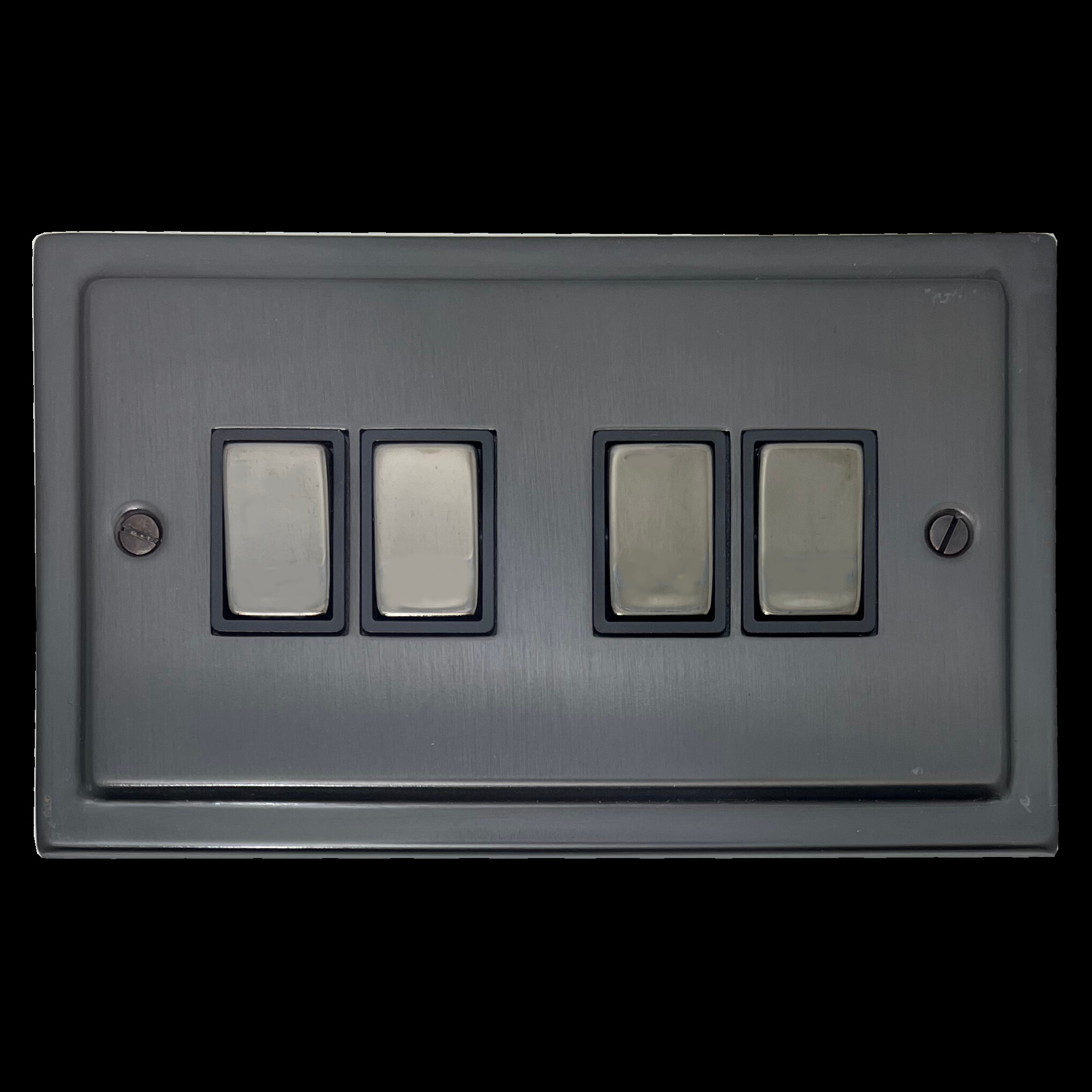 G+H Black Bronze Light Switch (4 Gang/Black Nickel Switch/Black Insert)