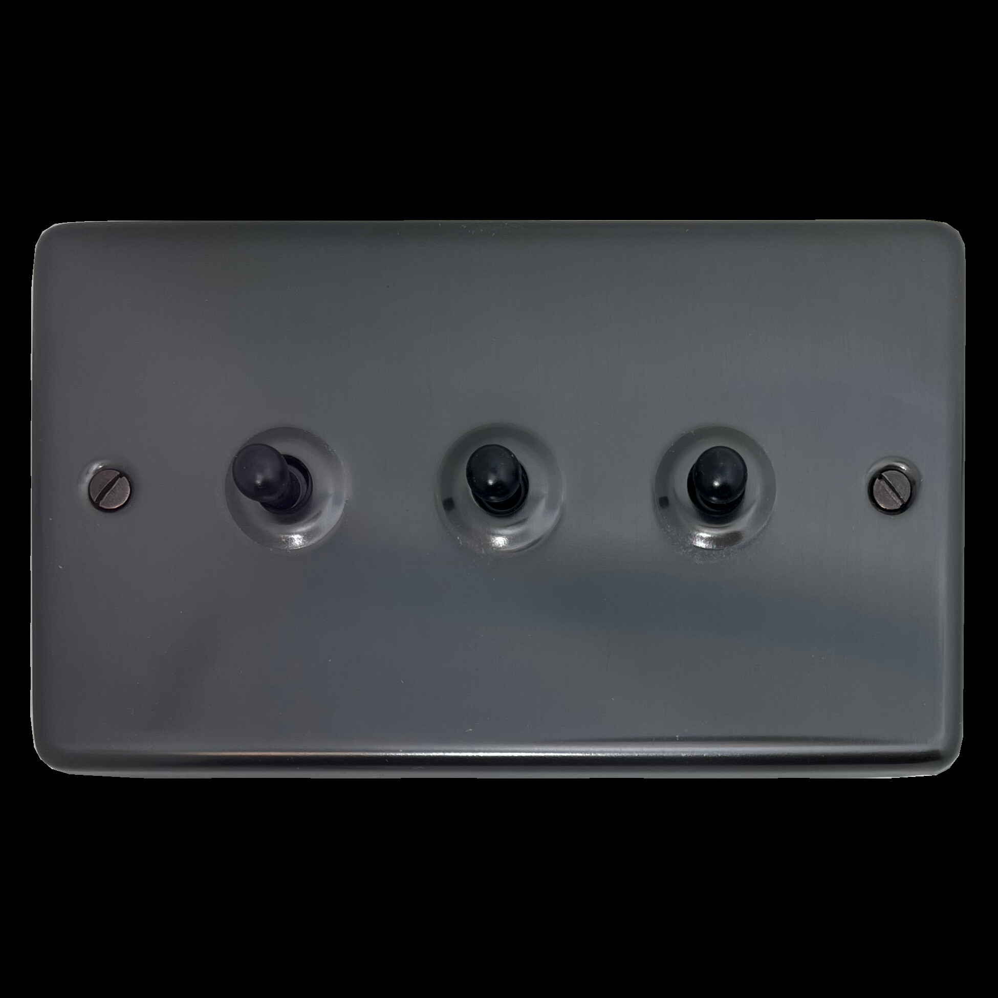 G+H Contour Black Bronze Toggle Switch (3 Gang/Black Switches)