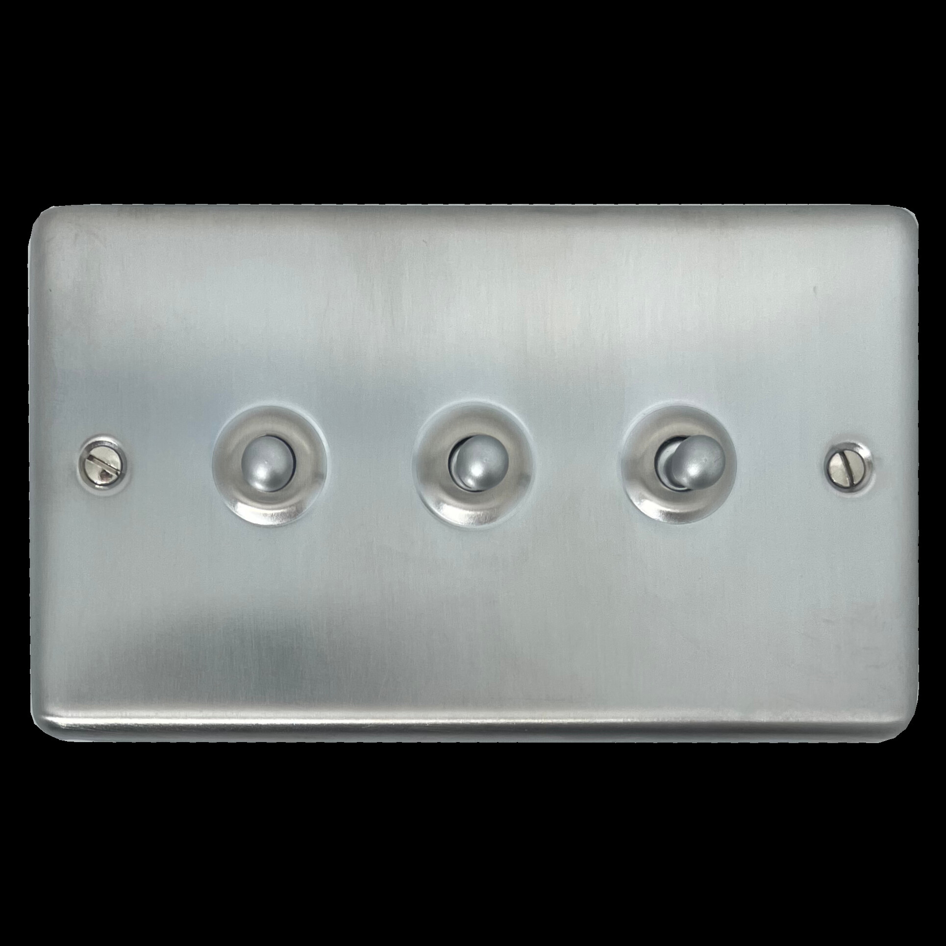 G+H Contour Satin Chrome Toggle Switch (3 Gang)