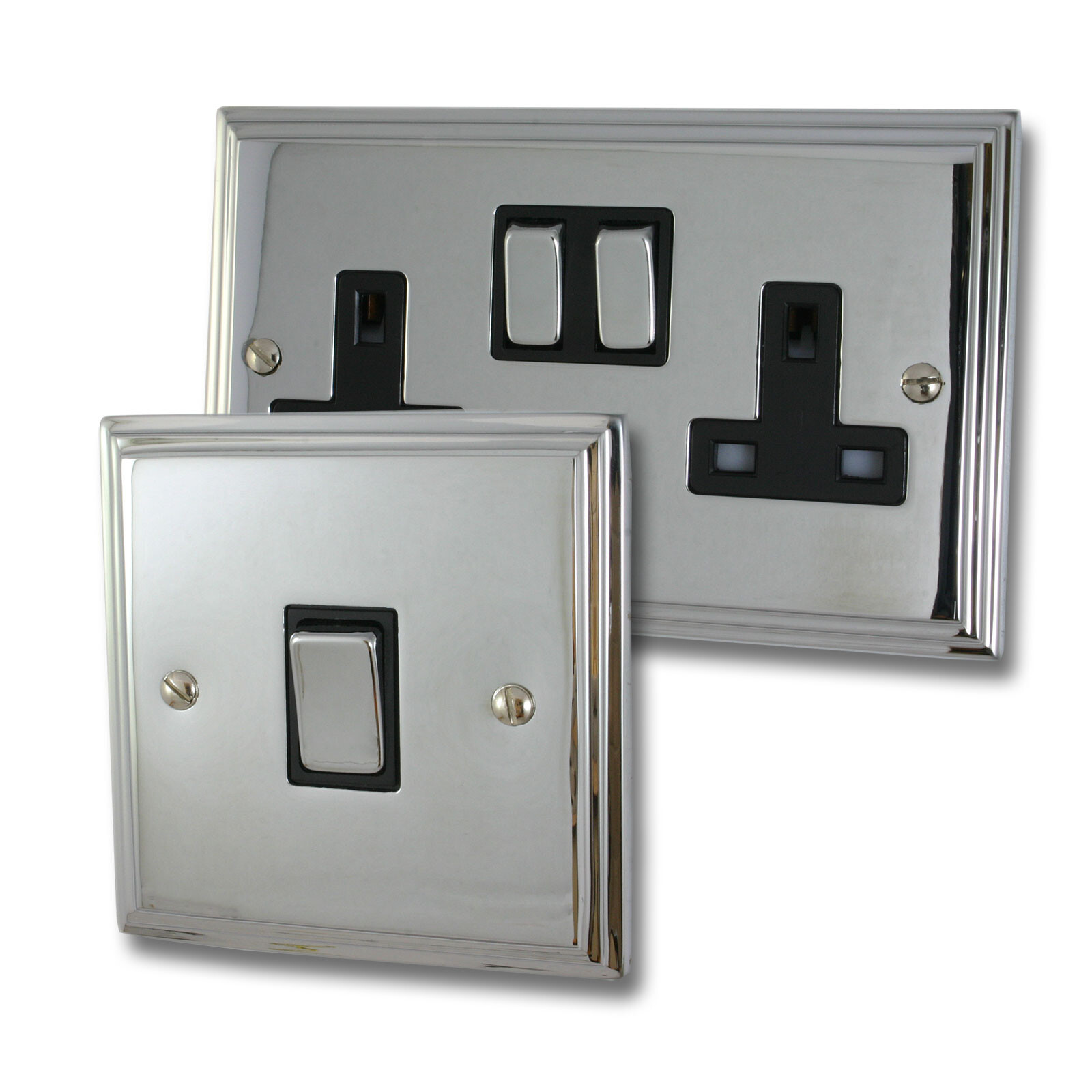 G+H Victorian Polished Chrome RJ45 Socket (2 Gang/Black Insert)