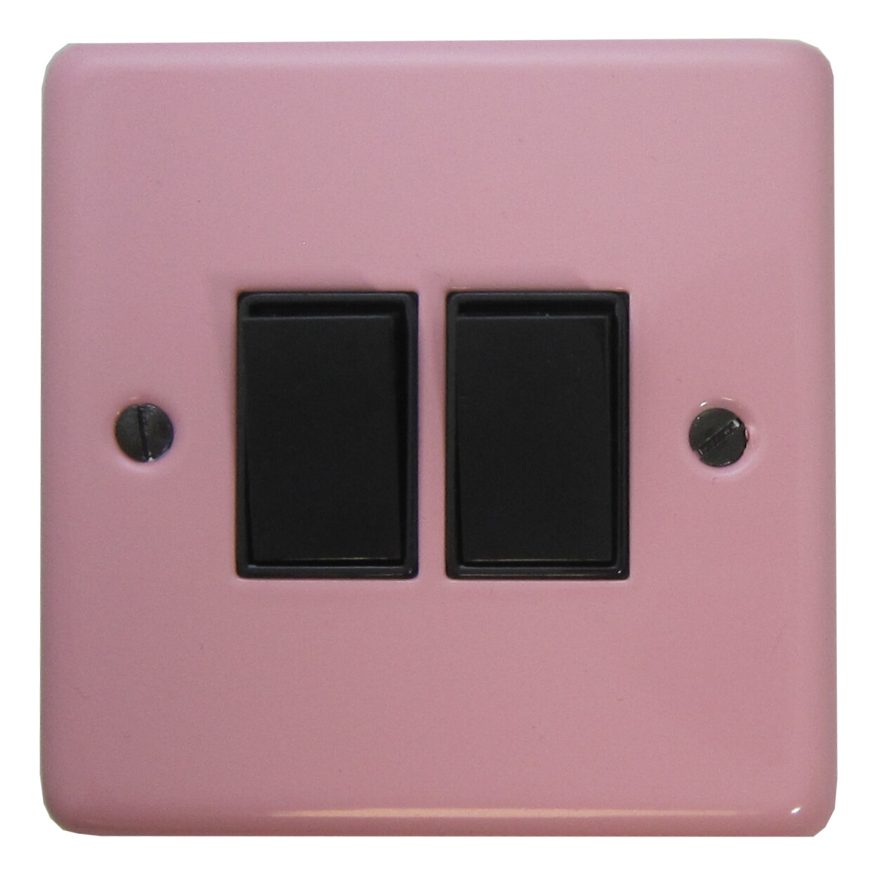 G+H Contour Gloss Pink Light Switch (2 Gang/Black Switches)